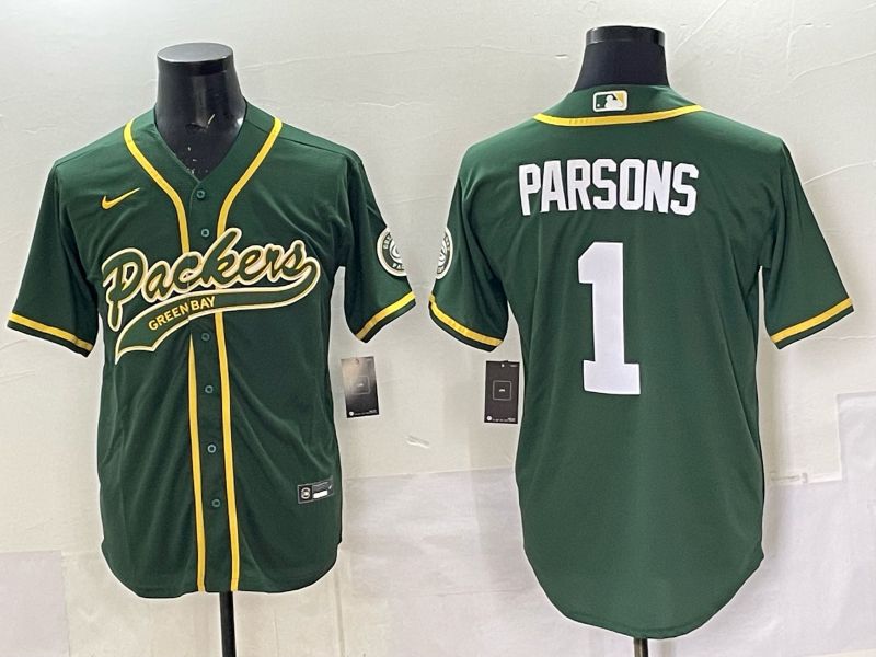 Men 2025 Nike Green Bay Packers #1 Parsons Green Joint Name  Limited NFL Jersey style 042->green bay packers->NFL Jersey